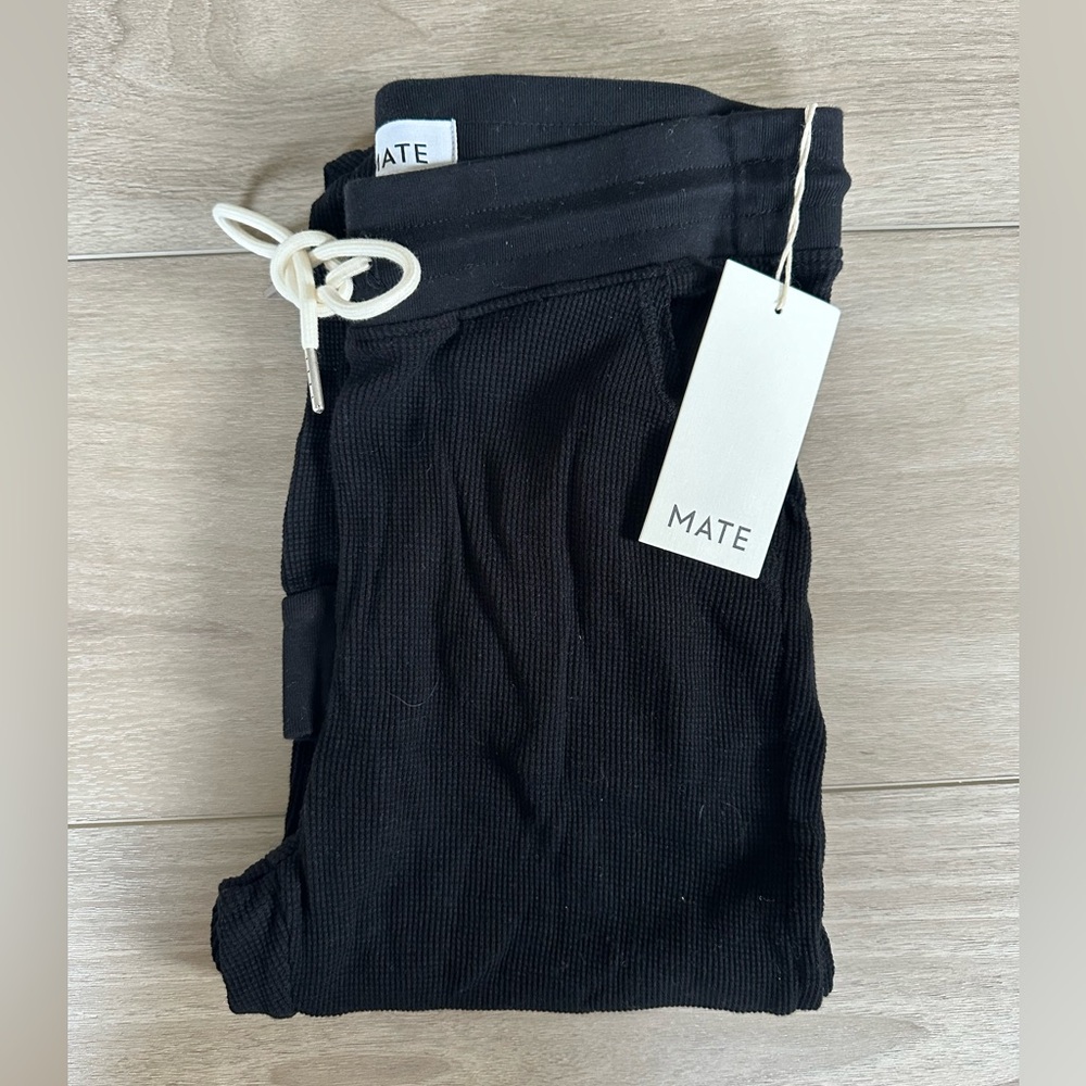 NWT MATE the Label Black Organic Thermal Waffle Jogger - S